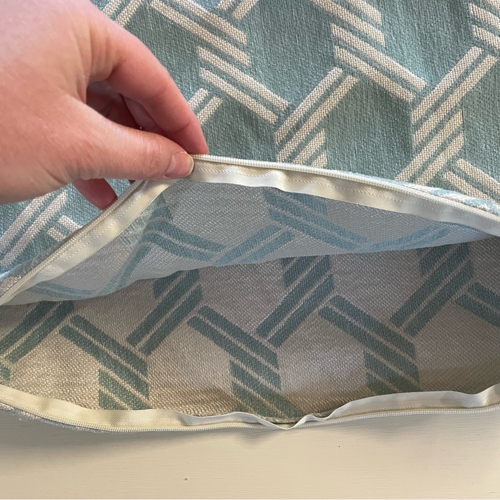 19x19 aqua blue and cream rope pillow cover - Picture 4 of 7